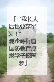 “我长大后也要穿军装！”——观沙岭街道国防教育点燃学子报国梦