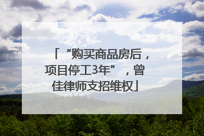 “购买商品房后，项目停工3年”，曾佳律师支招维权