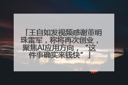 王自如发视频感谢董明珠雷军，称将再次创业，聚焦AI应用方向，“这件事确实来钱快”