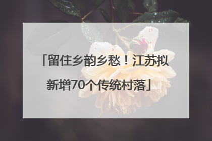 留住乡韵乡愁！江苏拟新增70个传统村落