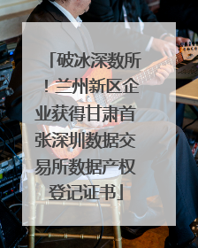 破冰深数所！兰州新区企业获得甘肃首张深圳数据交易所数据产权登记证书
