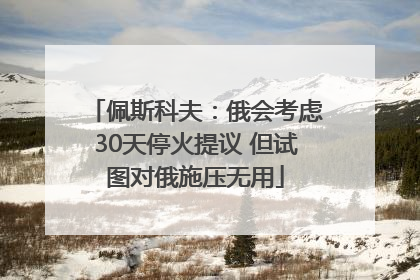 佩斯科夫：俄会考虑30天停火提议 但试图对俄施压无用