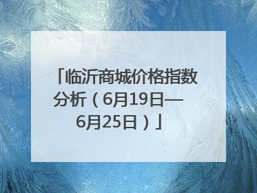 临沂商城价格指数分析（6月19日—6月25日）