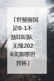 世预赛国足0-1不敌印尼队 无缘2026美加墨世界杯