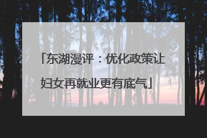 东湖漫评：优化政策让妇女再就业更有底气