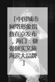 中国城市网络形象指数在京发布，海口：做强做实文旅海滨大品牌