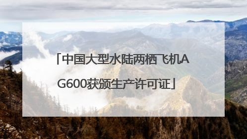 中国大型水陆两栖飞机AG600获颁生产许可证