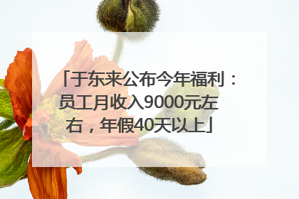 于东来公布今年福利：员工月收入9000元左右，年假40天以上