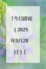 今日辟谣（2025年5月28日）