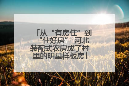 从“有房住”到“住好房” 河北装配式农房成了村里的明星样板房
