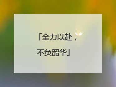 全力以赴，不负韶华
