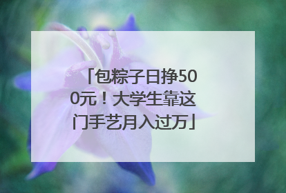 包粽子日挣500元！大学生靠这门手艺月入过万