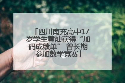 四川南充高中17岁学生黄灿获得“加码成绩单” 曾长期参加数学竞赛