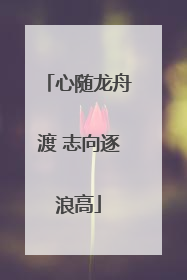 心随龙舟渡 志向逐浪高