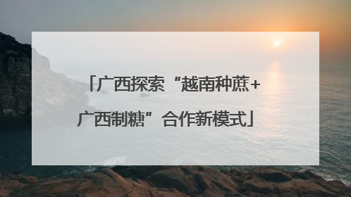 广西探索“越南种蔗+广西制糖”合作新模式