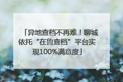 异地查档不再难！聊城依托“在鲁查档”平台实现100%满意度