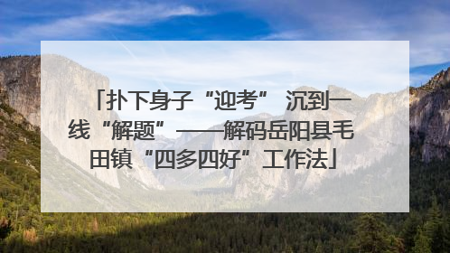 扑下身子“迎考” 沉到一线“解题”——解码岳阳县毛田镇“四多四好”工作法