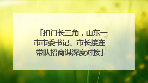 扣门长三角，山东一市市委书记、市长接连带队招商谋深度对接