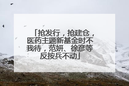抢发行，抢建仓，医药主题新基金时不我待，范妍、徐彦等反按兵不动