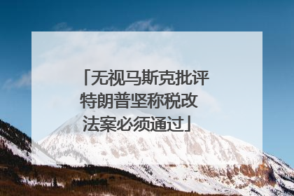 无视马斯克批评 特朗普坚称税改法案必须通过