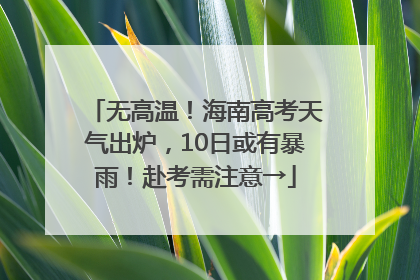 无高温！海南高考天气出炉，10日或有暴雨！赴考需注意→