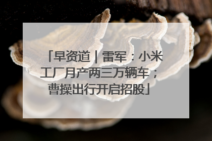 早资道｜雷军：小米工厂月产两三万辆车；曹操出行开启招股