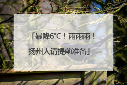 暴降6℃！雨雨雨！扬州人请提前准备