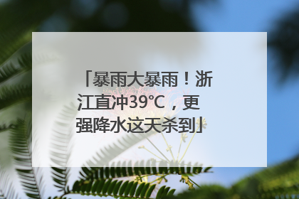 暴雨大暴雨！浙江直冲39℃，更强降水这天杀到