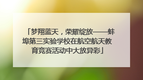 梦翔蓝天，荣耀绽放——蚌埠第三实验学校在航空航天教育竞赛活动中大放异彩