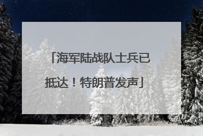 海军陆战队士兵已抵达！特朗普发声