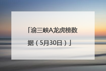 渝三峡A龙虎榜数据（5月30日）