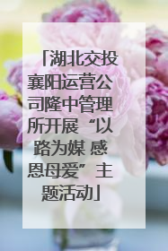湖北交投襄阳运营公司隆中管理所开展“以路为媒 感恩母爱”主题活动