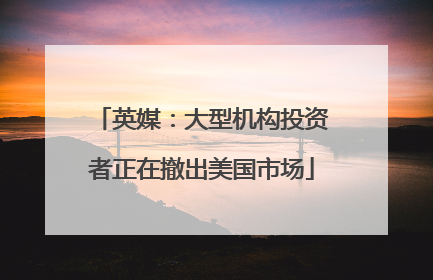 英媒：大型机构投资者正在撤出美国市场