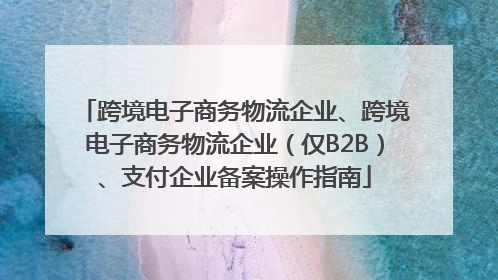 跨境电子商务物流企业、跨境电子商务物流企业（仅B2B）、支付企业备案操作指南