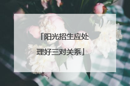 阳光招生应处理好三对关系
