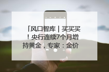 风口智库｜买买买！央行连续7个月增持黄金，专家：金价或仍易涨难跌