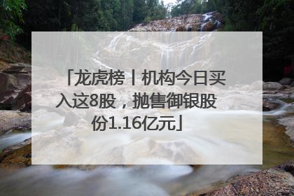 龙虎榜丨机构今日买入这8股，抛售御银股份1.16亿元