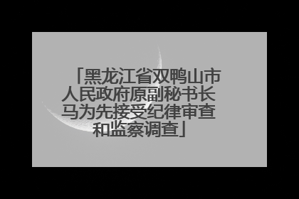 黑龙江省双鸭山市人民政府原副秘书长马为先接受纪律审查和监察调查